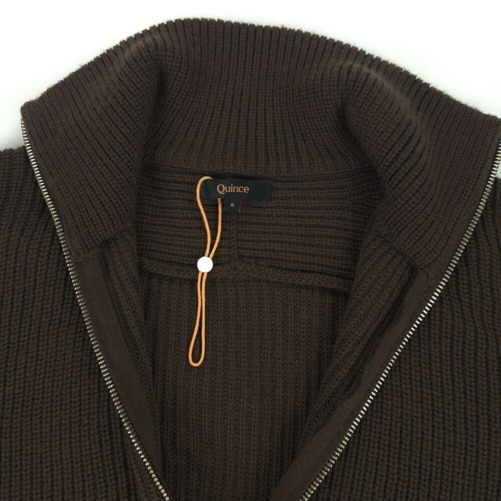 NEW Quince Australian Merino Wool Half Zip Sweater Coffee Bean Brown Minimal - Picture 2 of 13